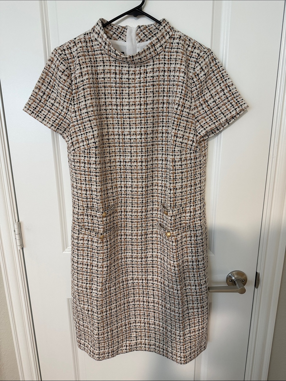 Talbots Beige and Black Tweed Shift Dress
